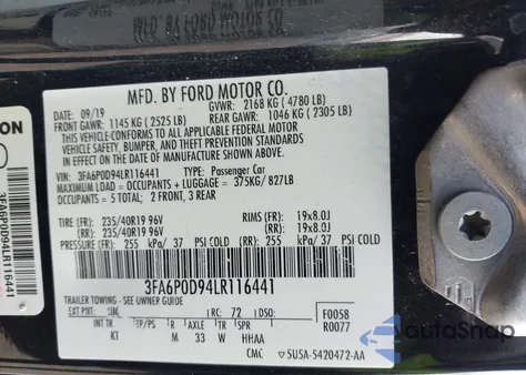 2020 Ford Fusion Titanium из США, поврежденный, VIN 3FA6P0D94LR116441
